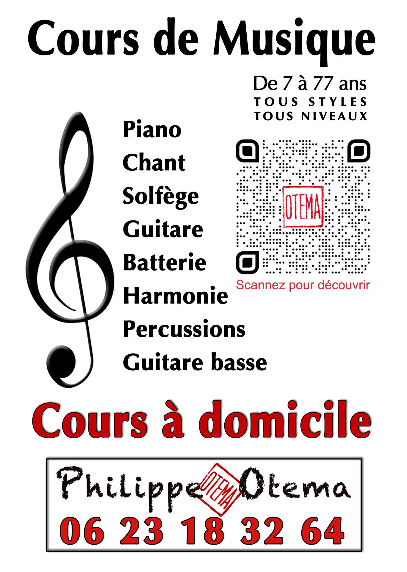 Affiche cours de musique 2024